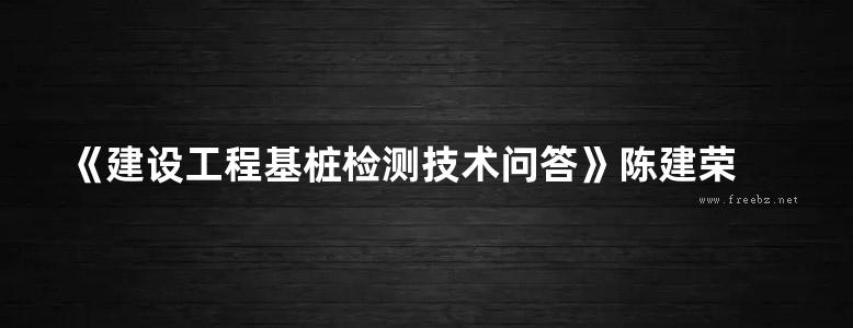 《建设工程基桩检测技术问答》陈建荣 高飞  2011 